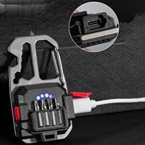 Taşınabilir Mini Led El Feneri Anahtarlık Şarjlı Kamp Lambası Tornavida Şişe Açacağı Sos Işık
