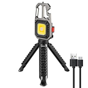 Taşınabilir Mini Led El Feneri Anahtarlık Şarjlı Kamp Lambası Tornavida Şişe Açacağı Sos Işık