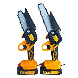 58 V 5 Ah 10-15 Cm Uzun Kısa Pala Ve Zincir 2x Akü Çantalı Şarjlı Dal Kesme Budama Testere Makine