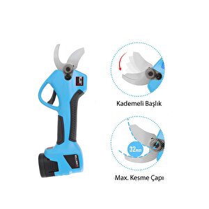 Profesyonel 948 Vf 10 Ah Çift Akülü Ağaç Odun Dal Kesme Budama Makası