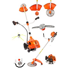 10.5 Hp Yan Tipi Benzinli Motorlu Ot Çalı Çim Biçme Makinesi Tırpan Ekstra İki Başlık