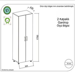 Arya 2 Kapaklı Dolap Beyaz