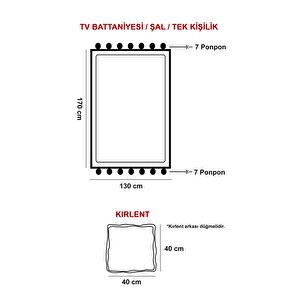 Ponponlu Triko Tv Battaniyesi Ve Kırlent Seti
