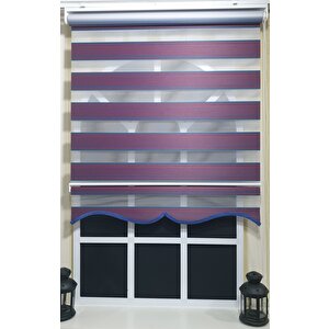 Pliseli Zebra Stor Perde Bordo Mavi Etek Dilimli St 017 30x200 cm