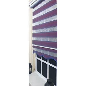 Pliseli Zebra Stor Perde Bordo Mavi Etek Dilimli St 017 100x200 cm