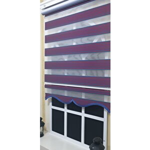 Pliseli Zebra Stor Perde Bordo Mavi Etek Dilimli St 017 90x260 cm