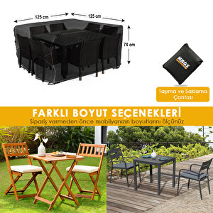 Bahçe Mobilyası Örtüsü, 125-125-74cm, Ağır Hizmet Oxford Kumaş, Su Geçirmez, Dış Mekan Veranda Masa Örtüsü, Havalandırmalı Masa Ve Sandalye Koruma Kılıfı 125x125 cm