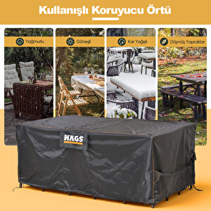 Bahçe Mobilyası Örtüsü, 200-160-74cm, Ağır Hizmet Oxford Kumaş, Su Geçirmez, Dış Mekan Veranda Masa Örtüsü, Havalandırmalı Masa Ve Sandalye Koruma Kılıfı Siyah