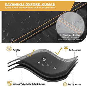 Bahçe Mobilyası Örtüsü, 200-160-74cm, Ağır Hizmet Oxford Kumaş, Su Geçirmez, Dış Mekan Veranda Masa Örtüsü, Havalandırmalı Masa Ve Sandalye Koruma Kılıfı Siyah