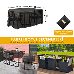 Bahçe Mobilyası Örtüsü, 125x90x74cm, Ağır Hizmet Oxford Kumaş, Su Geçirmez, Dış Mekan Veranda Masa Örtüsü, Havalandırmalı Masa Ve Sandalye Koruma Kılıfı 90x125 cm