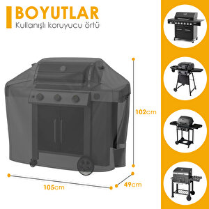 Bbq Mangal Örtüsü, Gazlı, Kömürlü Grill Koruma Brandası, Su Geçirmez, Outdoor Dış Mekan Barbekü Mangal Kılıfı - 105-49-102 Cm