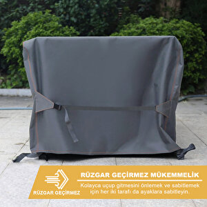 Bahçe Mobilyası Örtüsü, 200-200-90cm, Ağır Hizmet Oxford Kumaş, Su Geçirmez, Dış Mekan Veranda Masa Örtüsü, Havalandırmalı Masa Ve Sandalye Koruma Kılıfı Gri 200 cm