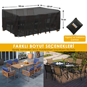 Bahçe Mobilyası Örtüsü, 180-120-74cm, Ağır Hizmet Oxford Kumaş, Su Geçirmez, Dış Mekan Veranda Masa Örtüsü, Havalandırmalı Masa Ve Sandalye Koruma Kılıfı 180x120 cm