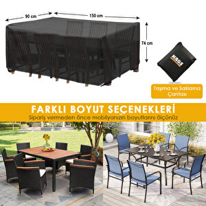 Bahçe Mobilyası Örtüsü, 150-90-74cm, Ağır Hizmet Oxford Kumaş, Su Geçirmez, Dış Mekan Veranda Masa Örtüsü, Havalandırmalı Masa Ve Sandalye Koruma Kılıfı 150x90 cm