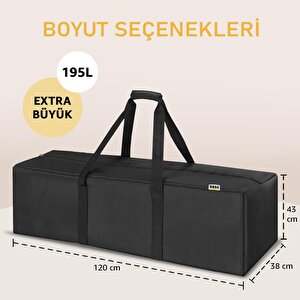 Taşıma Çantası, Fermuarlı Dayanıklı Seyahat Spor, Kamp Malzemeleri Saklama Çantası, Hurç, Valiz, 195l Extra Büyük Boy - Siyah 2XL