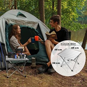 Full Alüminyum Katlanır Kamp Masası, Piknik, Bbq, Balıkçılık, Avcılık, Plaj, Hiking Için Kolay Taşınabilir Kompakt Outdoor Ultra Hafif Kamp Masası Small - Gümüş