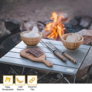 Full Alüminyum Katlanır Kamp Masası, Piknik, Bbq, Balıkçılık, Avcılık, Plaj, Hiking Için Kolay Taşınabilir Kompakt Outdoor Ultra Hafif Kamp Masası Small - Gümüş
