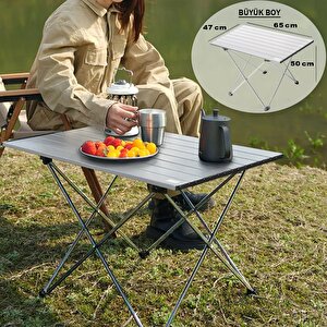 Full Alüminyum Katlanır Kamp Masası, Piknik, Bbq, Balıkçılık, Avcılık, Plaj, Hiking Için Kolay Taşınabilir Kompakt Outdoor Ultra Hafif Kamp Masası Large - Gümüş Gümüş