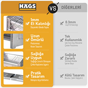 Katlanır Mangal, Paslanmaz Çelik Krom, Barbekü Kömür Mangalı, Izgaralı, Portatif Taşınabilir Pratik Mangal M/L