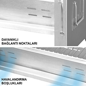 Katlanır Mangal, Paslanmaz Çelik Krom, Barbekü Kömür Mangalı, Izgaralı, Portatif Taşınabilir Pratik Mangal