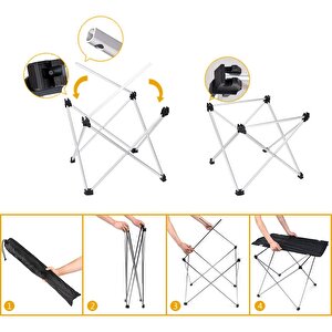 Ultralight Katlanır Kamp Masası, Piknik, Bbq, Balıkçılık, Avcılık, Plaj, Hiking Için Taşınabilir Kompakt Roll Up Outdoor Kamp Masası  Large - Gri Gri
