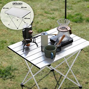 Full Alüminyum Katlanır Kamp Masası, Piknik, Bbq, Balıkçılık, Avcılık, Plaj, Hiking Için Kolay Taşınabilir Kompakt Outdoor Ultra Hafif Kamp Masası Medium - Gümüş Gümüş