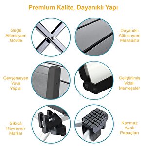 Full Alüminyum Katlanır Kamp Masası, Piknik, Bbq, Balıkçılık, Avcılık, Plaj, Hiking Için Kolay Taşınabilir Kompakt Outdoor Ultra Hafif Kamp Masası Medium - Gümüş