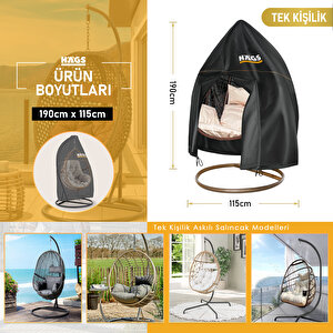 Bahçe Salıncağı Örtüsü,hamak Sandalye Dış Mekan Su Geçirmez Mobilyası Koruyucu Örtü - 190 X 115cm 115x190 cm