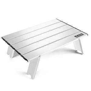 Portatif Küçük Masa Alüminyum Ultra Hafif Katlanır Mini Masa - Plaj, Piknik, Kamp, Balıkçı, Outdoor Küçük Sehpa Masa - Gümüş Gümüş