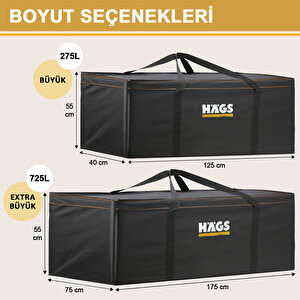 Bahçe Mobilya Yastığı, Minderi Saklama Çantası Hurç, Yatak, Yorgan, Yastık Organizer, Düzenleyici, Depolama Hurcu, Çantası, Extra Büyük Battal Boy - 725 Lt Siyah 2XL