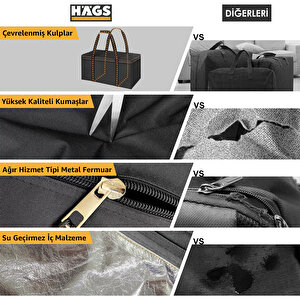 Bahçe Mobilya Yastığı, Minderi Saklama Çantası Hurç, Yatak, Yorgan, Yastık Organizer, Düzenleyici, Depolama Hurcu, Çantası, Extra Büyük Battal Boy - 725 Lt Siyah 2XL