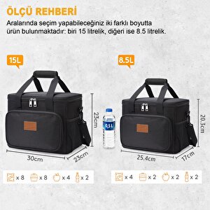 Termal Çanta, Soğuk Sıcak Tutucu Yalıtımlı Beslenme Çantası, Soğutucu Buzluk Yemek Çantası 8,5l - Siyah