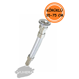 Krom Kaplama Körüklü Lavabo Sifonu - 35-75 Cm