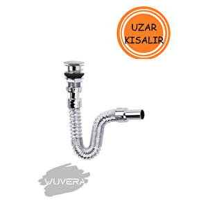 Krom Basmalı Sifon - Körüklü Sifon - Lavabo Mutfak Sifonu - Bas Stoplu
