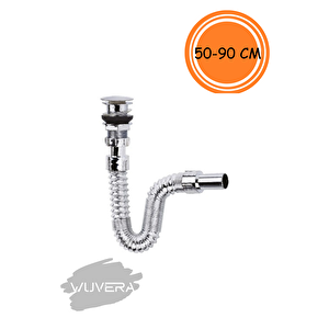 Krom Basmalı Sifon - Körüklü Sifon - Lavabo Mutfak Sifonu - Bas Stoplu