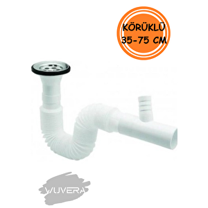 Çamaşır Ve Bulaşık Makinesi Çıkışlı Lavabo Sifonu - Körüklü, 35-75 Cm