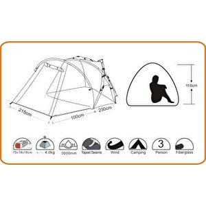 Wildland Alps 300 4 Mevsim 3 Kişilik Kamp Çadırı