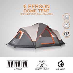 Mobihome Domehike 6 Kişilik Otomatik Çadır-gri̇