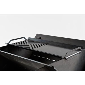 Fire Pit Portatif Ateş Çukuru Paslanmaz Çelik Krom Bbq Grill Izgaralı, Kamp Ateşi, Kolay Taşınabilir Odun Kömür Dış Mekan Outdoor Barbekü Mangal 38cm X44cm 60fp20sq-s Küçük Boy