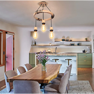Simaavize Modern Ahşap Wood Suspension Avize