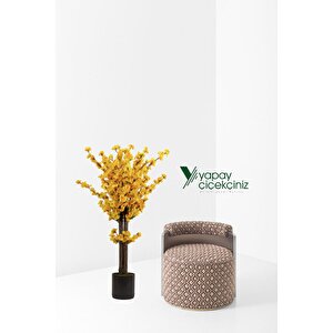 Gri Saksıda 100 Cm Sarı Bahardalı
