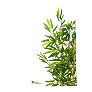 2 Adet Çim Detaylı Gri Saksıda 100 Cm Yapay Bambu Ağacı