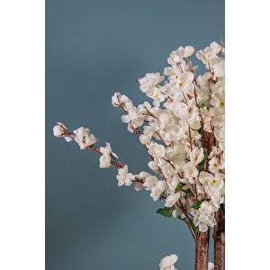 Gri Saksıda 100 Cm Beyaz Bahar Dalı