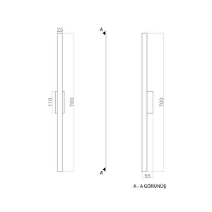 Sword Led Duvar Aplik Xlarge 70 Cm