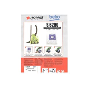 Arçeli̇k S 6260 Süpürge Modeli 5 Adet Toz Torbası S 6260