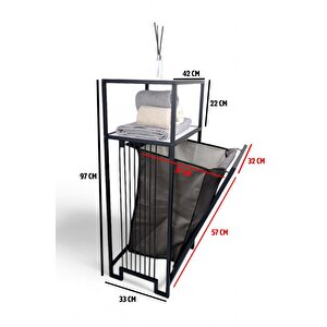 Digithome Metal Kirli Sepetli 2 Raflı Çok Amaçlı Banyo Düzenleyici Raf Organizer Siyah-beyaz – Mrs-010 C1-1-369