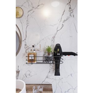 Yapışkanlı Saç Kurutma Makinesi Hazneli Raf Banyo Düzenleyici Banyo Organizer Sy302-b