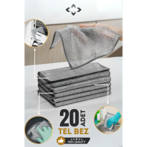 20 Adet Adet Highqual Çok Amaçlı Inox Tel Temizlik Bezi Çizmez Bulaşık Bezi İki Katman Kir Bezi Ipmo