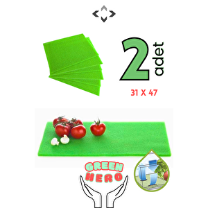 Green Hero 2 Adet Gıda Koruyucu Buzdolabı/dondurucu Matı Yeşil Nem Önleyici Mat 31x47x0,8