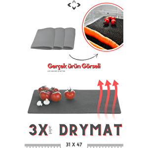 3 X Drymat Gri / Antrasit Buzdolabı Dondurucu Koruyucu Mat Meyve-sebze Nem Ve Küf Önleyici (31 X 47 X 0,8 Cm)